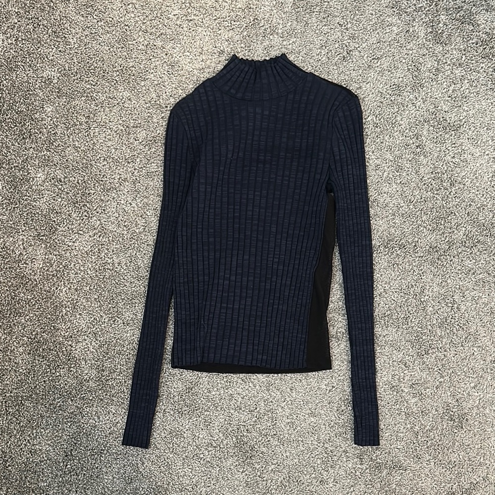 Navy Ribbed Turtleneck Sweater